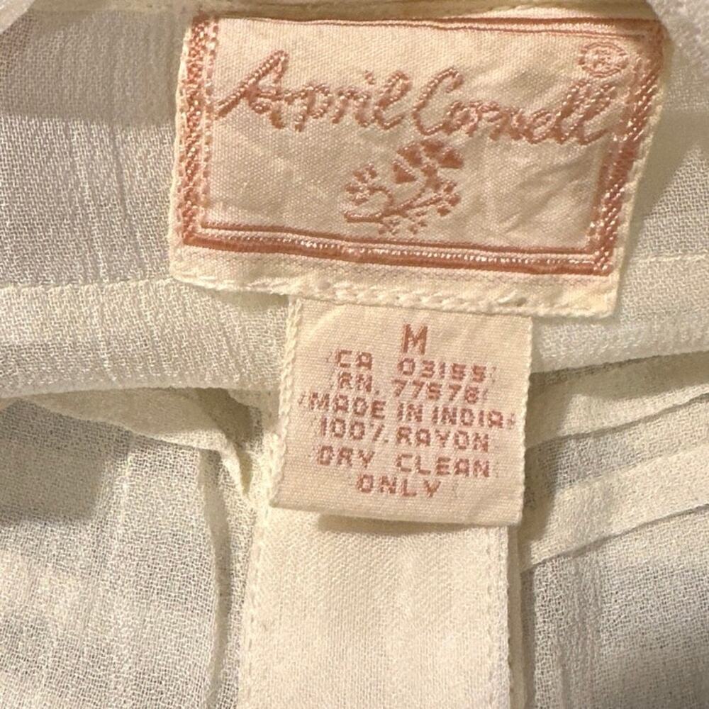 April Cornell Sheer cream robe sequin floral details size medium - Picture 2 of 12